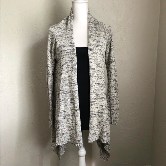 Roxy Oversized Marled Open Drape Cardigan S White Black Grey - Picture 1 of 11